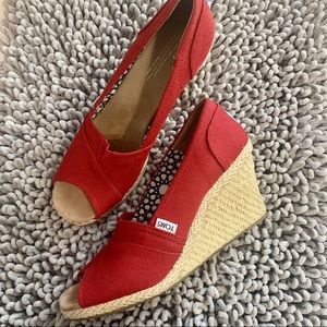 Toms Red Espadrilles Size 11